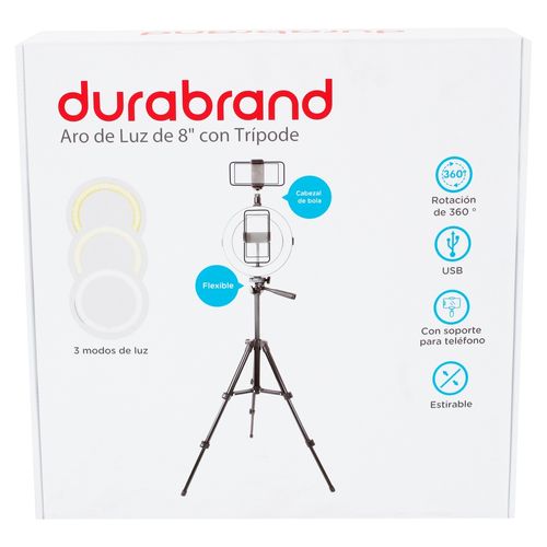 Aro de luz Durabrand con trípode 8 pulgadas