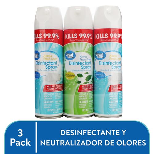Desinfectante en aerosol Great Value 3 pack -  969 g