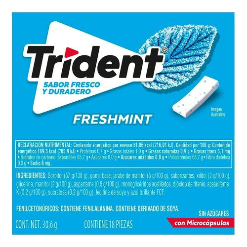 Goma De Mascar Trident Vup Sabor Freshmint - 30.6g