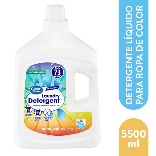 Detergente liquido Great Value para ropa blanca y color -5500ml