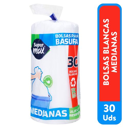 Bolsa Pbasura Supermax Blanca Med 30Ea