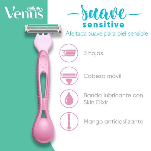 Máquinas Para Afeitar Desechables,Gillette Venus Simply 3 Sensitive, 2 Unidades