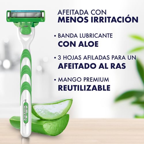 Máquina de Afeitar Recargable Mach3 Sensitive con Aloe 1 Unidad