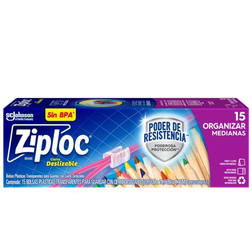 Bolsa De Alimentos Ziploc Median Cierre Fácil 15U