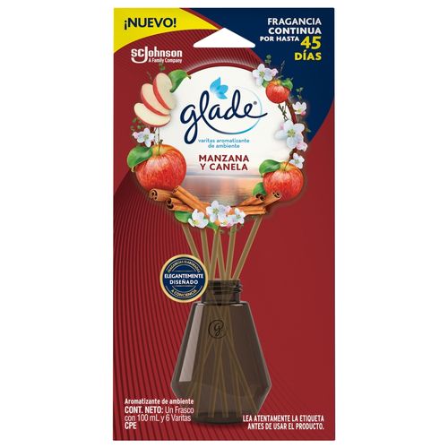 Aromatizante Glade en varitas manzana canela - 100 ml