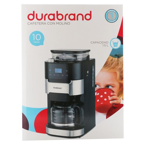 Cafetera Durabrand con moledor de café capacidad 10 tazas