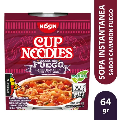 Sopas Nissin camarón fuego - 64 g