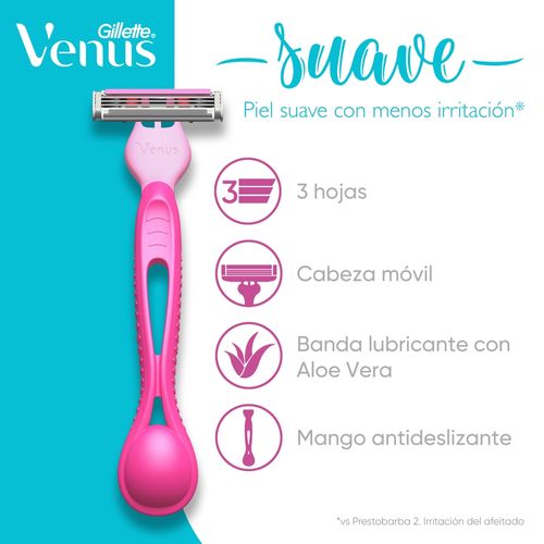 Máquina de Afeitar Desechable Gillete Venus Suave con Aloe Vera, 4 Unidades