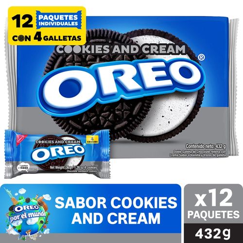 Galleta Oreo Cookies & Cream Rellena Con Crema Sabor A Vainilla Y Trozos De Galleta - 432g