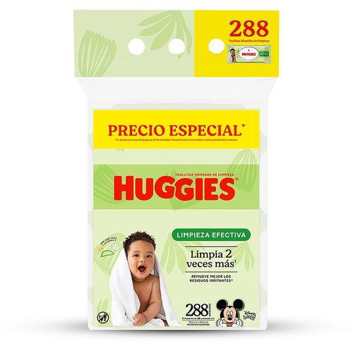 Toallas Húmedas Huggies Limpieza Efectiva Hipoalergéncias, Parabenos, Alcohol- 288Uds