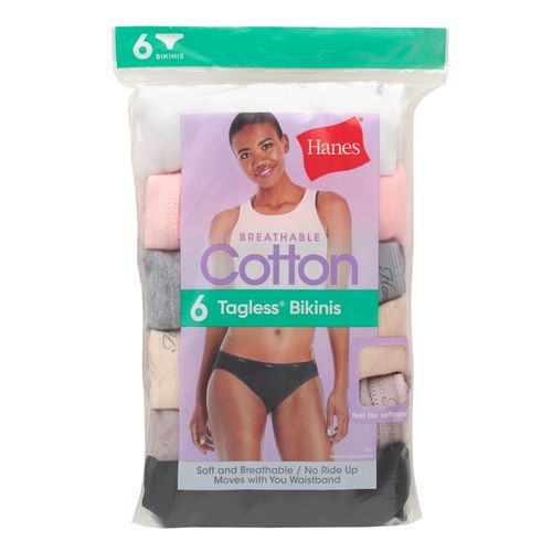 Bikini Hanes, Algodón para Mujer, 6 pack surtido -Talla 8