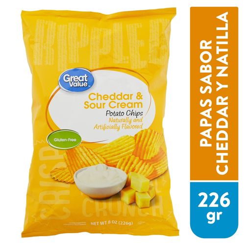 Papas Great Value Sabor Cheddar Y Natilla - 226gr