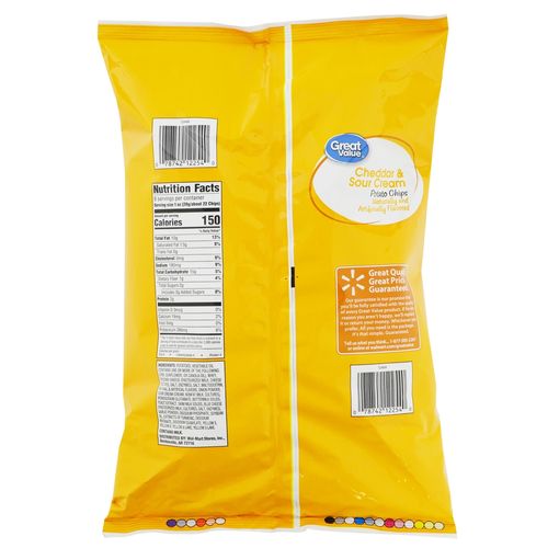 Papas Great Value Sabor Cheddar Y Natilla - 226gr