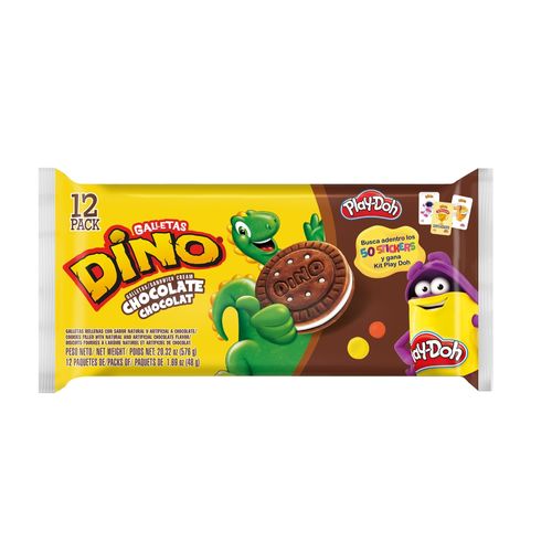 Galleta Rellena Dino 4 Chocolate 256Gr