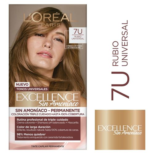 Tintura Permanente L´Oreal Excellence Amoníaco Tono Rubio Universal 7U - 1Uds