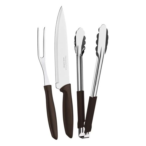 Set Tramontina para churrasco cuchillo pinza y trinchante - 3 pzas