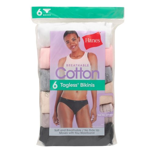 Bikini Hanes, Algodón para Mujer, 6 pack surtido -Talla 6