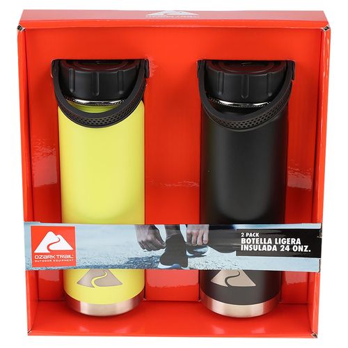 Botella insulada Ozark Trail de acero inoxidable con agarradera capacidad de 24 oz - 2 Pzas