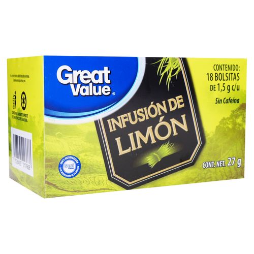 Té zacate de limón Great Value 18 sobres -27 g