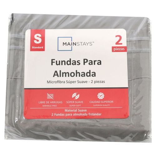 Set Mainstays de 2 Fundas Bordado Gris