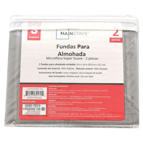 Set Mainstays de 2 Fundas Bordado Gris