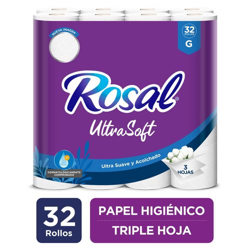 Papel Higiénico  Rosal Morado, Triple Hoja - 32 Rollos