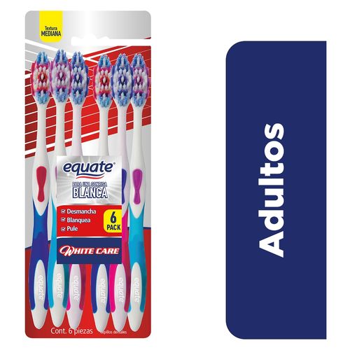 Cepillo de Dientes Equate White Care Adulto Textura Mediana 6Pack