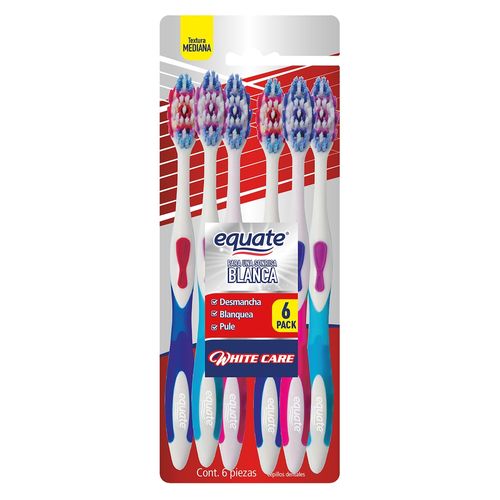 Cepillo de Dientes Equate White Care Adulto Textura Mediana 6Pack