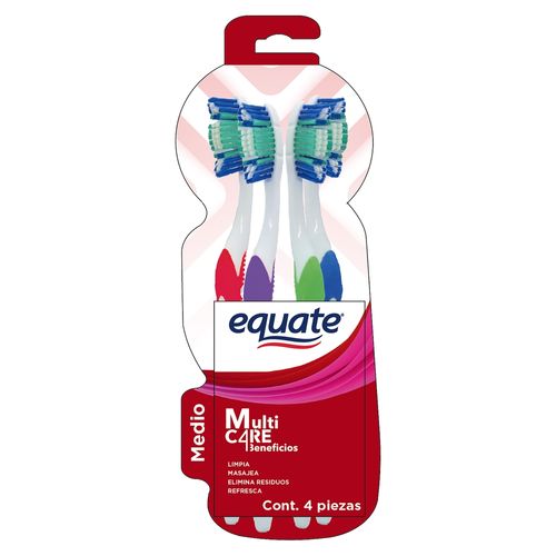 Cepillo de Dientes Equate Multi Care 4 beneficios 4 Pack