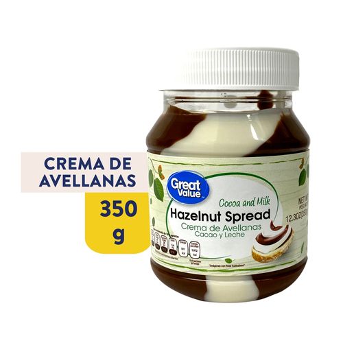 Crema Great Value de Avellanas Cacao y Leche - 350 g