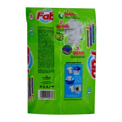 Detergente en polvo Fab fragancia limón - 1 kg