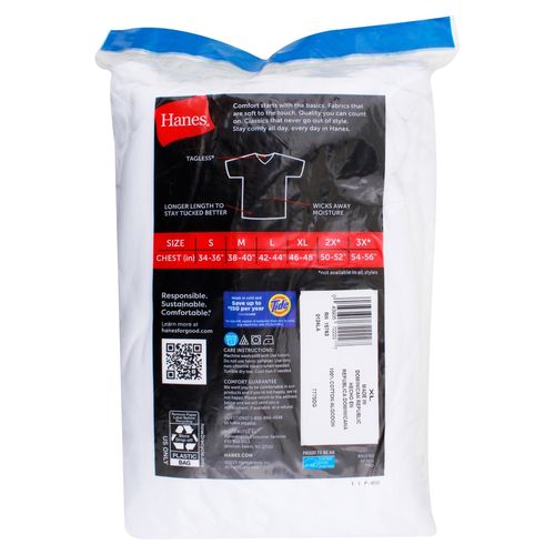 P3 Cms Hanes Cab Cuello V Blanco S