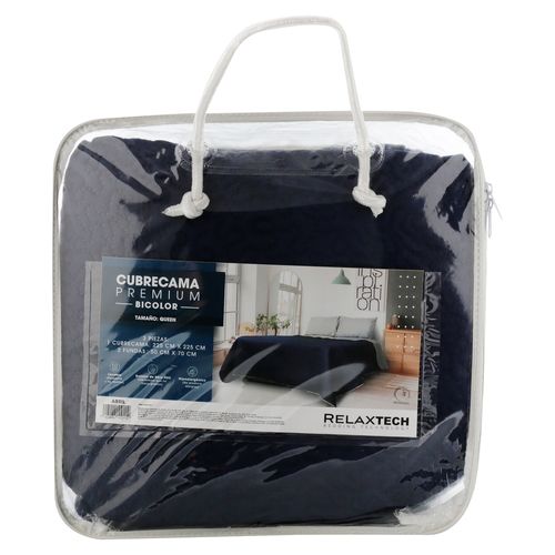 Set cubrecama Relaxtech bicolor tamaño queen - 3 pzas