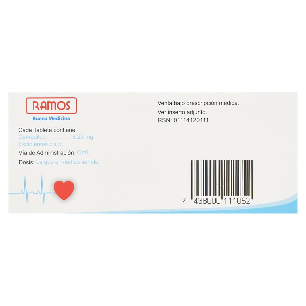 Comprar Carvedilol Ramos 6.25mg x 30 Tab | Walmart Nicaragua - La Unión ...