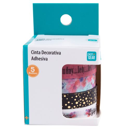 Cinta decorativa Pen + Gear adhesiva - 5 rollos