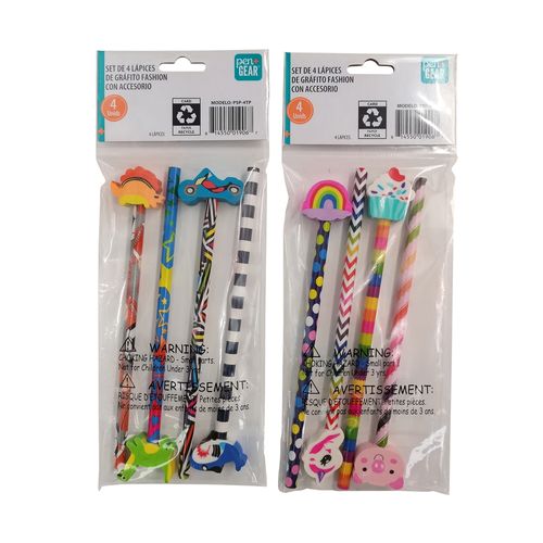 Lápices de grafito Pen + Gear con accesorio surtido - 4 Uds