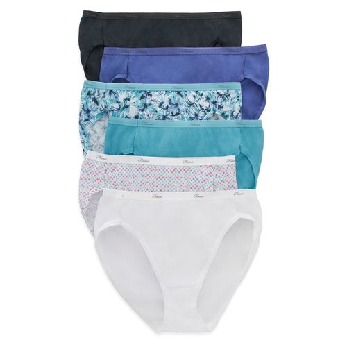 Panti Hanes, Corte Alto de Algodón, 6 pack surtido -Talla 9
