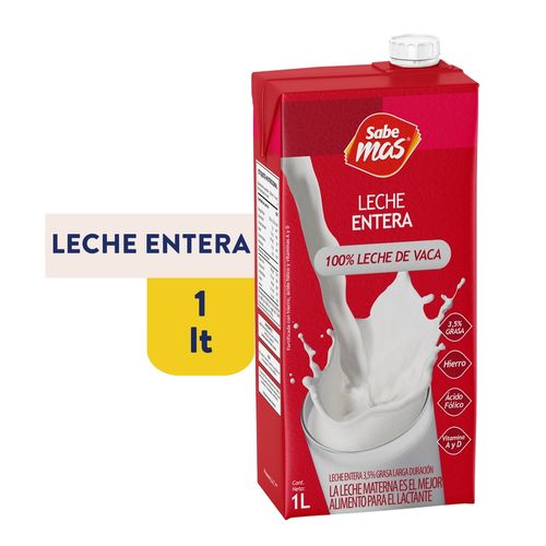 Leche Sabemas Ultrapasteurizada Entera 3.5% Grasa - 1000ml