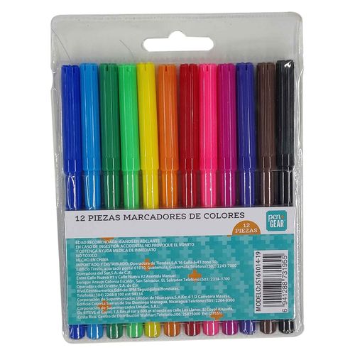 Marcadores Pen Gear infantiles - 12 pzas