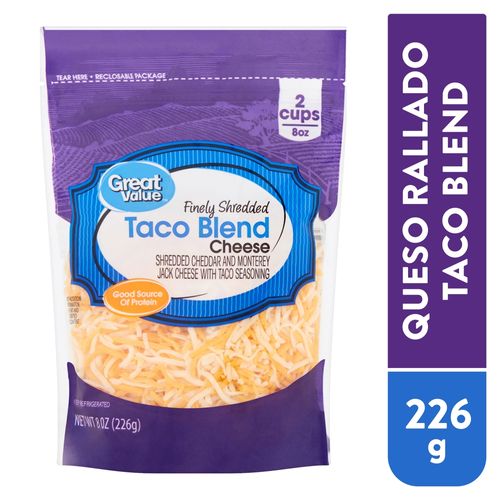 Queso Great Value rayado cheddar y monterrey - 226 g