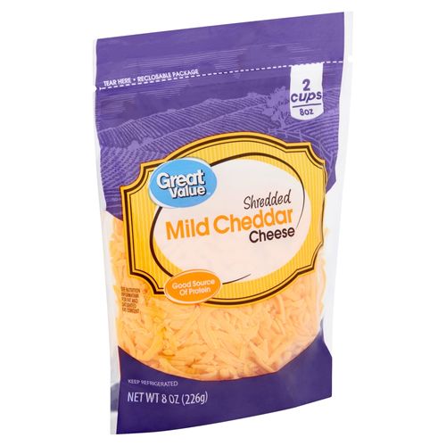 Queso Great Value cheddar rallado - 226 g