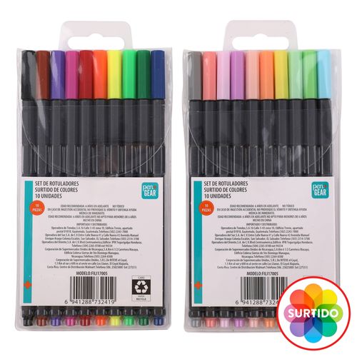 Rotuladores Pen Gear de colores Surtido - 10 uds