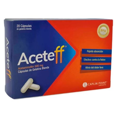 Aceteff Acetaminofen 20 Capsulas