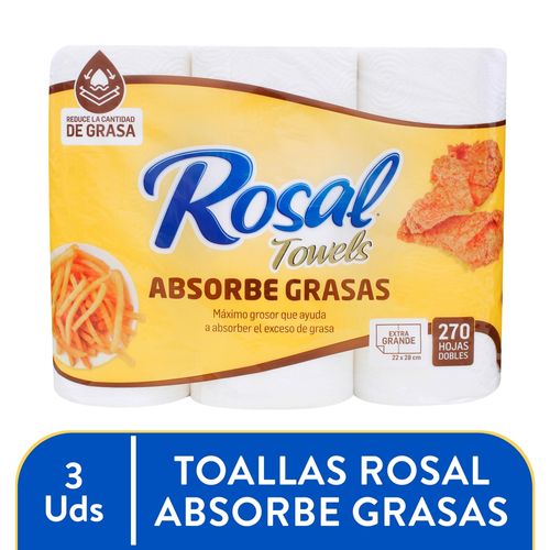 Toallas Rosal de Papel Absorbente 3 Pack - 90 hojas