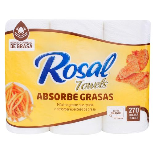 Toallas Rosal de Papel Absorbente 3 Pack - 90 hojas