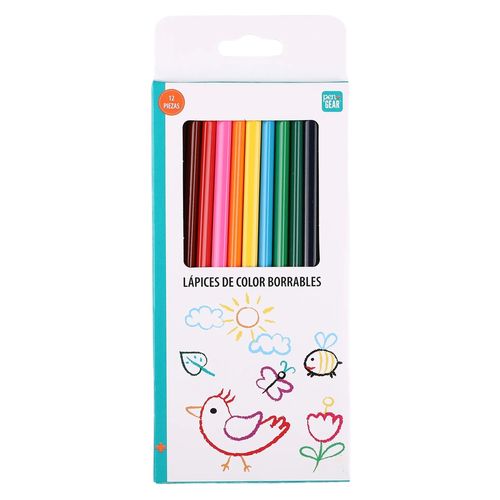 Lápices de color Pen + Gear borrables caja - 12 Pzas