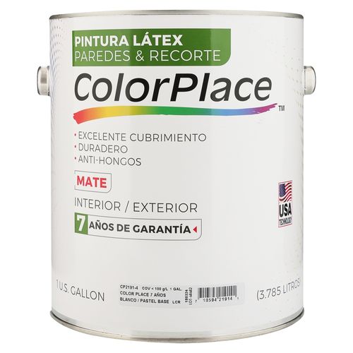 Pintura Color Place Acrilico Mate 7 Años De Garantia Blanco - Galon