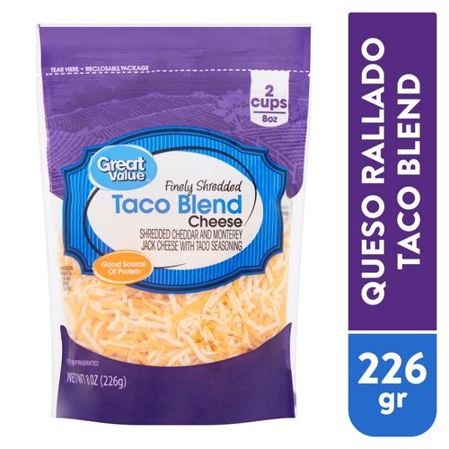 Queso Great Value rayado cheddar y monterrey - 226 g