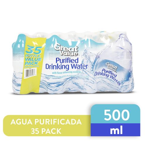 Agua Great Value purificada, 35 pack - 500 ml