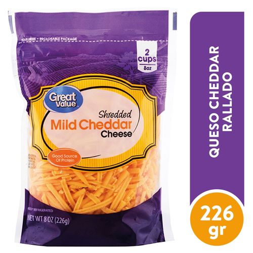 Queso Great Value cheddar rallado - 226 g